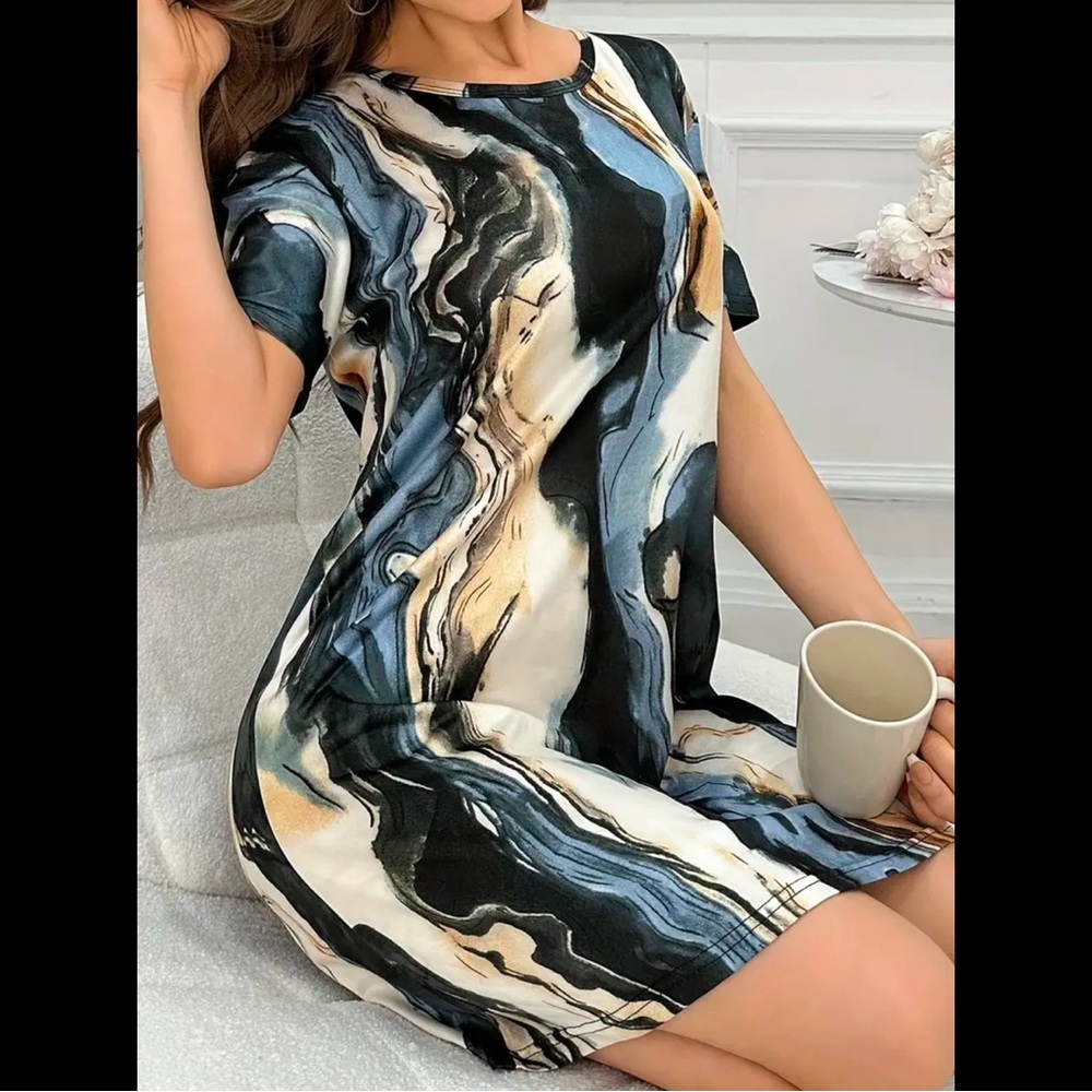 Multi-Colored, Marble Abstract, Night Gown